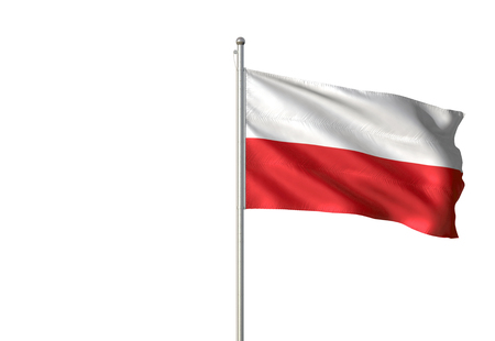 Poland flag waving isolated on white background 3D illustrationの写真素材