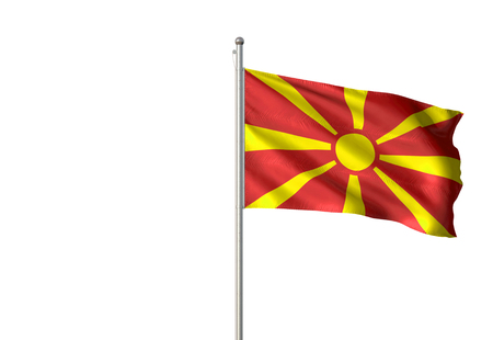 Macedonia flag waving isolated on white background 3D illustrationの写真素材
