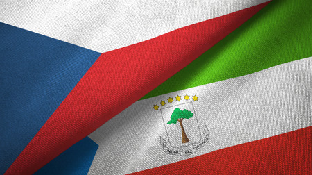 Czech Republic and Equatorial Guinea two folded flags togetherの写真素材