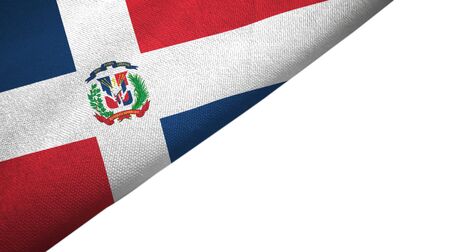 Dominican Republic flag isolated on white background placed on the left side with blank copy spaceの写真素材