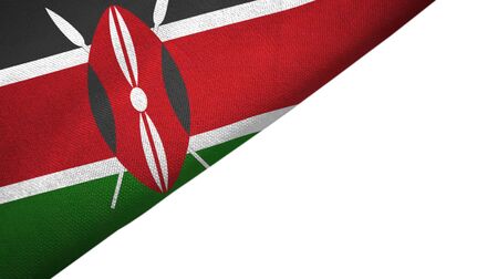 Kenya flag isolated on white background placed on the left side with blank copy spaceの写真素材