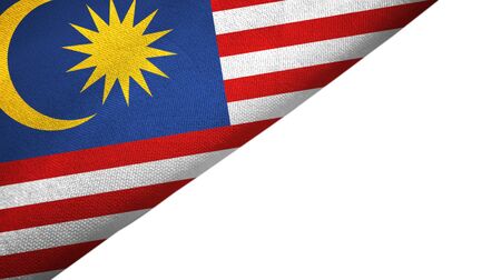 Malaysia flag isolated on white background placed on the left side with blank copy spaceの写真素材