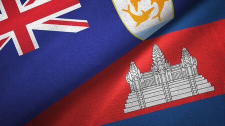 Anguilla and Cambodia two folded flags togetherの写真素材