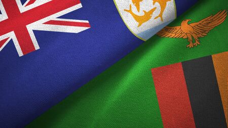 Anguilla and Zambia two folded flags togetherの写真素材