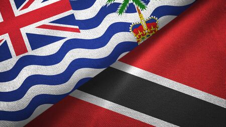 British Indian Territory and Trinidad and Tobago two folded flags togetherの写真素材