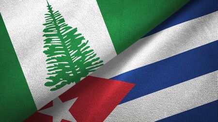 Norfolk Island and Cuba two folded flags togetherの写真素材