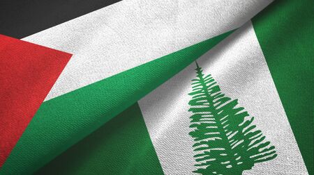 Palestine and Norfolk Island two folded flags togetherの写真素材