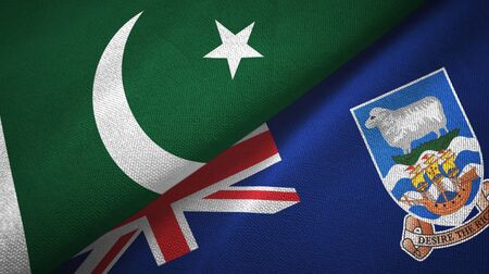 Pakistan and Falkland Islands two folded flags togetherの写真素材