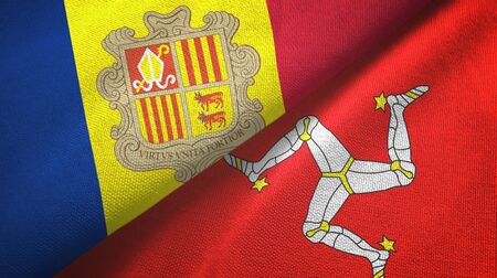 Andorra and Isle of Mann two folded flags togetherの写真素材