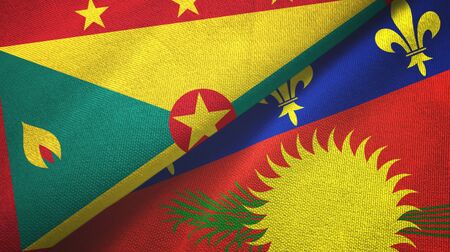 Grenada and Guadeloupe two folded flags together