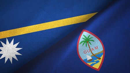 Nauru and Guam two folded flags togetherの写真素材