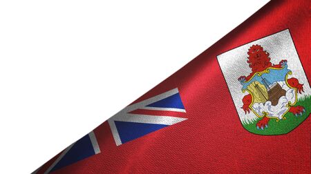 Bermuda flag isolated on white background placed on the right side with blank copy spaceの写真素材