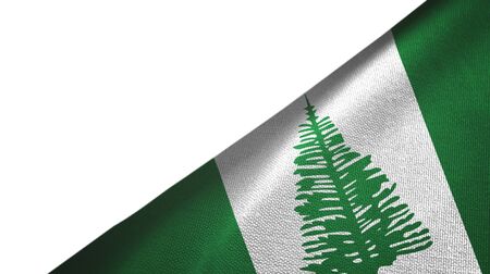 Norfolk Island flag isolated on white background placed on the right side with blank copy spaceの写真素材