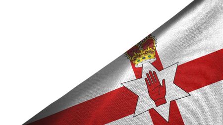 Northern Ireland Ulster Banner flag isolated on white background placed on the right side with blank...