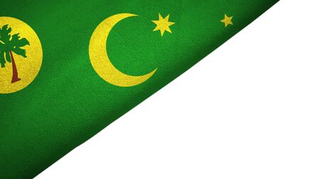 Cocos Keeling Islands flag isolated on white background placed on the left side with blank copy spaceの写真素材