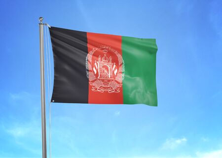Afghanistan flag waving in the cloudy sky 3D illustrationの写真素材