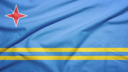 Aruba waving flag on the fabric textureの写真素材