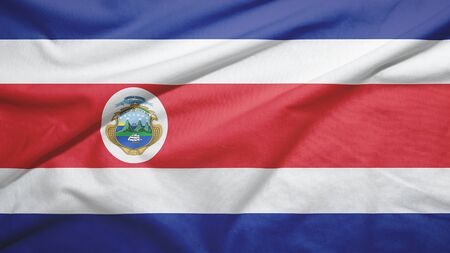 Costa Rica waving flag on the fabric texture