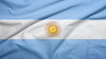 Argentina waving flag on the fabric textureの写真素材