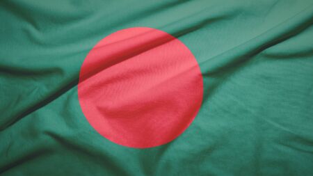 Bangladesh waving flag on the fabric textureの写真素材