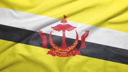 Brunei Darussalam waving flag on the fabric textureの写真素材