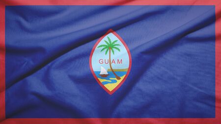 Guam waving flag on the fabric textureの写真素材