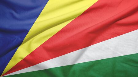 Seychelles waving flag on the fabric textureの写真素材