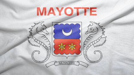 Mayotte waving flag on the fabric textureの写真素材