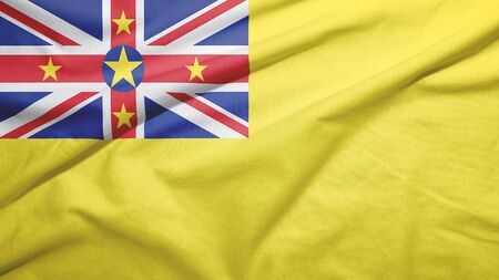 Niue waving flag on the fabric textureの写真素材