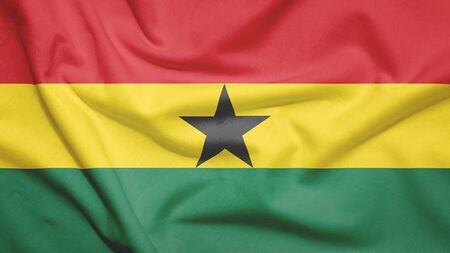 Ghana flag on the fabric textureの写真素材