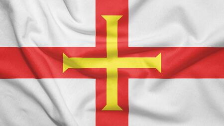 Guernsey flag on the fabric textureの写真素材