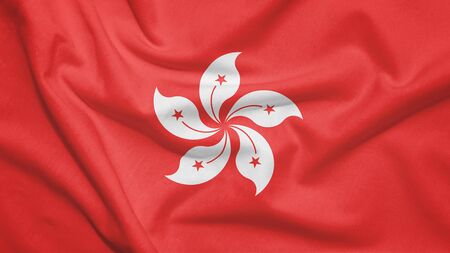 Hong Kong flag on the fabric textureの写真素材