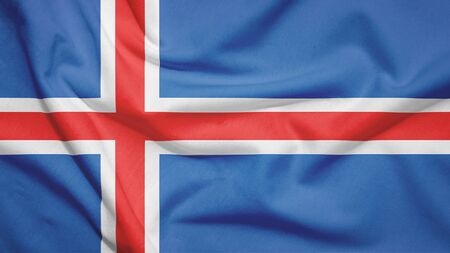 Iceland flag on the fabric textureの写真素材