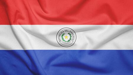 Paraguay flag on the fabric textureの写真素材