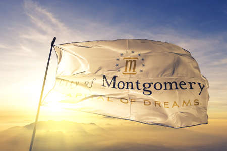Montgomery of Alabama of United States flag waving