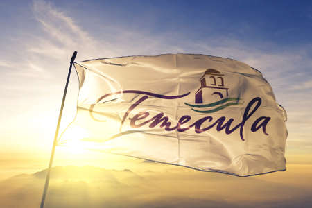 Temecula of California of United States flag wavingの写真素材
