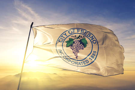 Fresno of California of United States flag wavingの写真素材