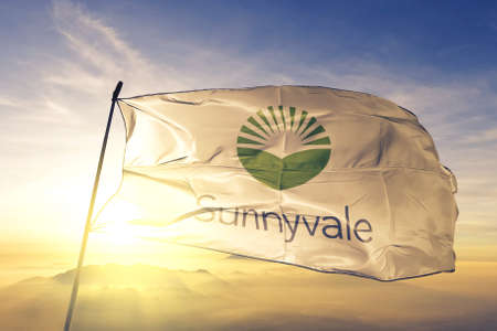 Sunnyvale of California of United States flag wavingの写真素材