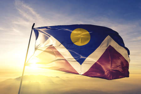 Denver of Colorado of United States flag wavingの写真素材