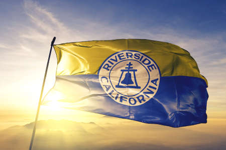 Riverside of California of United States flag wavingの写真素材