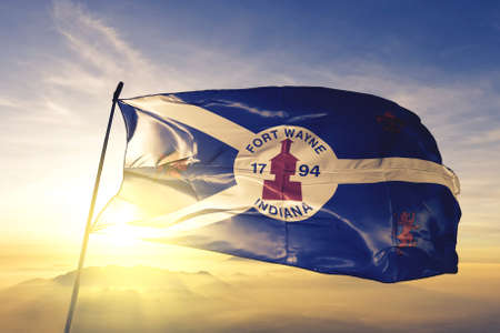 Fort Wayne of Indiana of United States flag wavingの写真素材