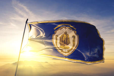 Springfield of Massachusetts of United States flag waving