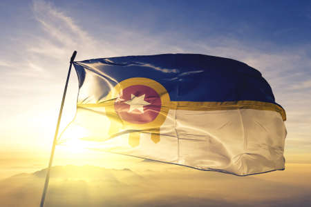 Tulsa of Oklahoma of United States flag wavingの写真素材