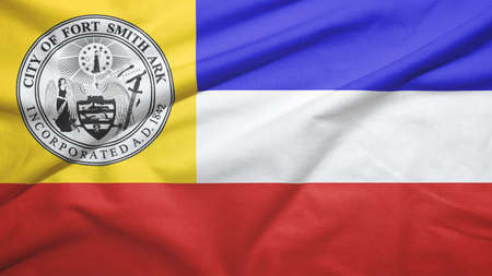 Fort Smith of Arkansas of United States flag on the fabric texture backgroundの写真素材