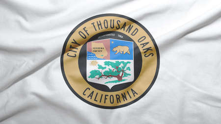 Thousand Oaks of California of United States flag on the fabric texture backgroundの写真素材
