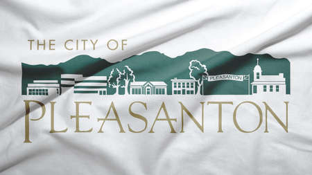 Pleasanton of California of United States flag on the fabric texture background
