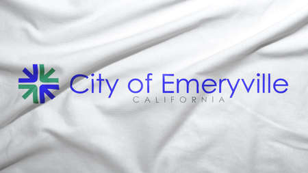 Emeryville of California of United States flag on the fabric texture background