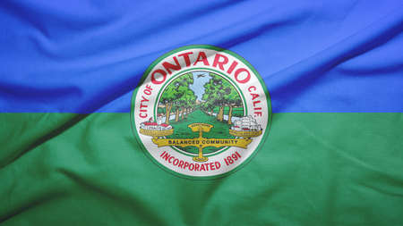 Ontario of California of United States flag on the fabric texture backgroundの写真素材