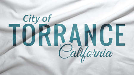 Torrance of California of United States flag on the fabric texture backgroundの写真素材