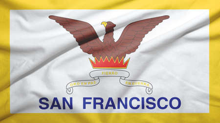 San Francisco of California of United States flag on the fabric texture backgroundの写真素材